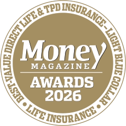 Money Magazine Life Insurance Awards – Best Value Direct Life and TPD Insurance, Light Blue-Collar 2026